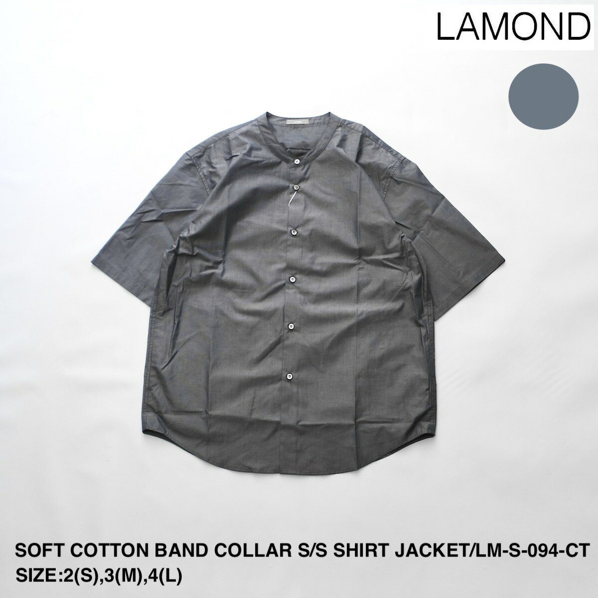 ラモンド SOFT COTTON BAND COLLAR SHORT SLEEVE SHIRT JACKET | メンズ シャツ メンズシャツ バンドカラー バンドカラーシャツ ショートスリーブ ショートスリーブシャツ シャツジャケット シンプル ブランド カジュアル 半袖 半袖シャツ 日本製
