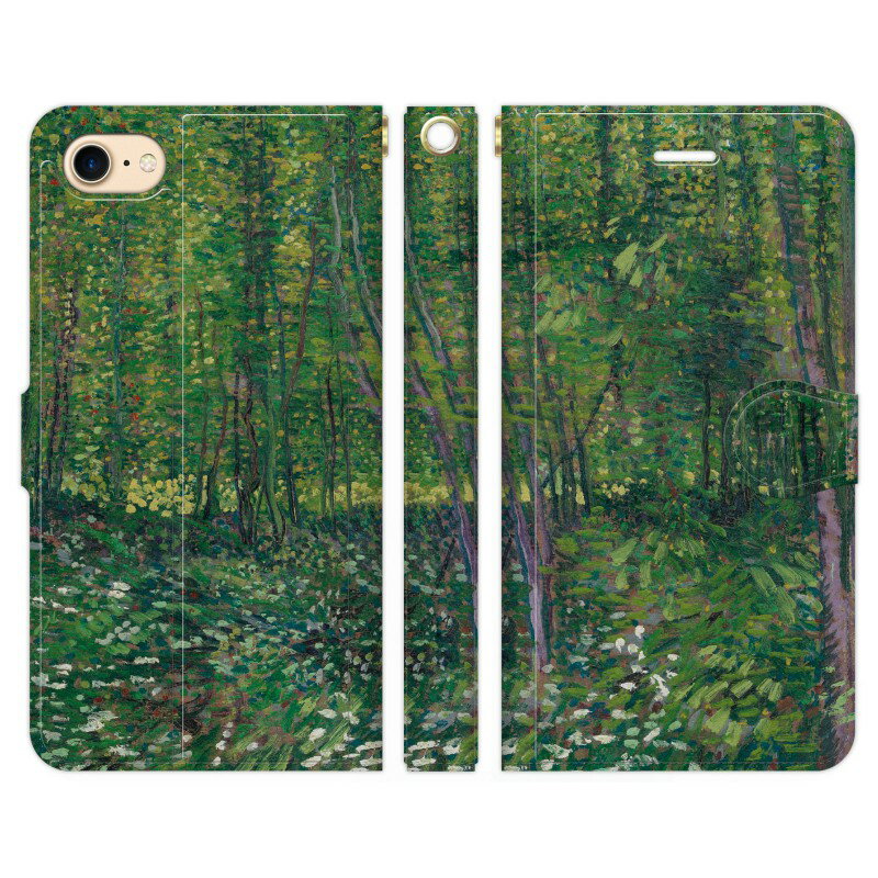 【訳あり】 在庫処分 送料無料 iPhone 14 Pro 用スマホケース 手帳型 ゴッホ 木々と下生え 絵画 名画 フィンセント ファン ヒマワリ 星月夜 アイリス 花 西洋画 ユニーク 個性的 ギフト プレゼント おすすめ プリント ペア