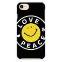 【訳あり】 在庫処分 送料無料 iPhone8 iPhone7 用 スマホケース Love & Peace 10 スマイリー ワッペン風 ニコちゃんマーク ニコニコマーク スマイルマーク ピースマーク ユニーク 個性的 ギフト プレゼント おすすめ プリント ペア