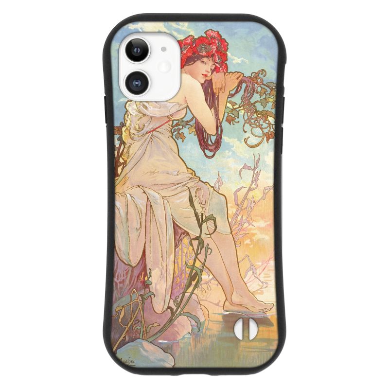 【訳あり】 在庫処分 送料無料 iPhone 11 Pro 耐衝撃 TPU グリップケース ミュシャ 四季 夏 A 連作 The Four Seasons Les Saisons 乙女 髪飾り Alphonse MUCHA 版画 リトグラフ レース 人物 花 花びら 草木 花柄 アール ヌーボー アルフォンス 名作 名画 画家 絵画 西洋画