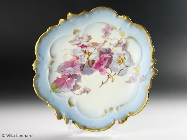 【リモージュ】Lanternier セピアカラー花模様＆金彩　プレート（21.5cm)