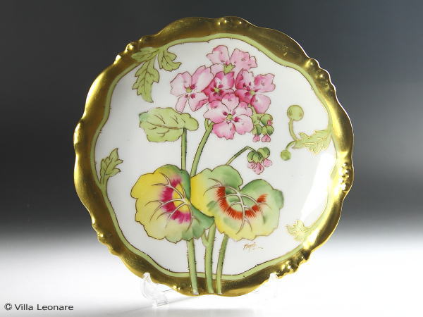 【リモージュ】エリートワークス ピンクの花模様　プレート（21.3cm)