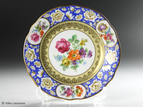 Rakuten - 【シューマン】ブルー&クリーム 花模様 プレート(ブレッド＆バター)