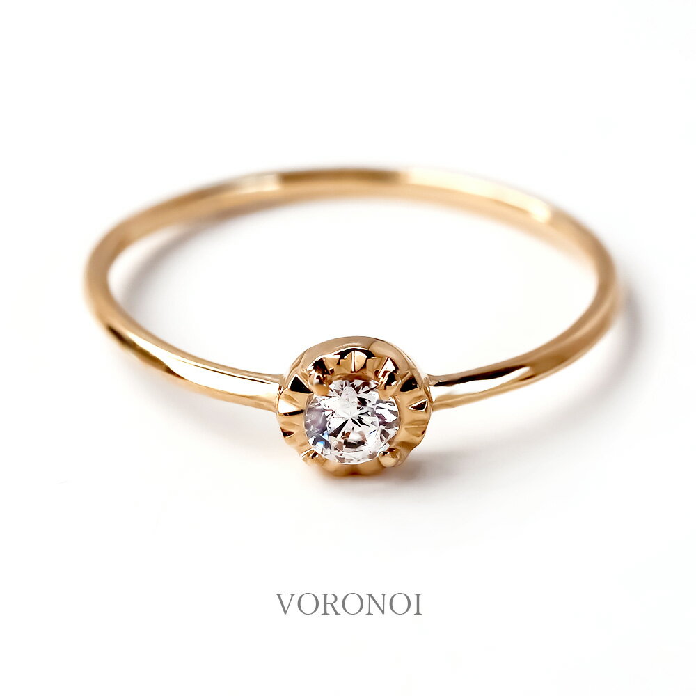 楽天VORONOI（ボロノイ）楽天市場店K10 モアサナイト 3mm ダイヤモンド0.1ct相当 太陽 サニー リング 指輪 10金 ゴールド 華奢 個性的 プレゼント ご褒美 ギフト 誕生日 記念日 金 人気 トレンド 大きいサイズ VORONOI ボロノイ ジュエリー