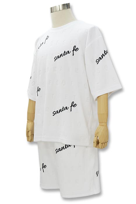 サンタフェ 半袖Tシャツ ショートパンツ セットアップ 上下セット パイル 83110/83113 ハーフパンツ ルームウエア L LL 3L 白 黒 ベージュ ピンクオレンジ