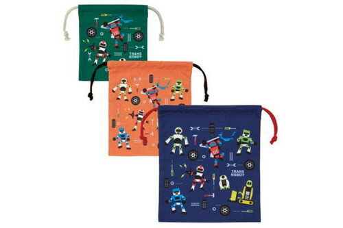 樂天商城 - 【全品　送料無料！】　オリジナル　巾着3Pセットトランスロボット　巾着　袋　入れ物　ランチバッグ　弁当入れ　学校　保育園　幼稚園　3枚入り　雑貨　グッズ　かわいい