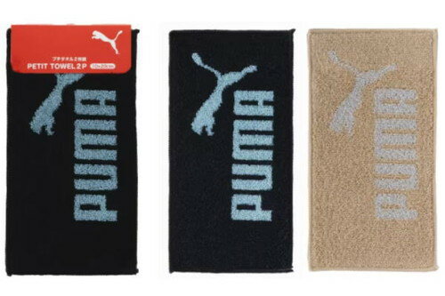 【全品 送料無料！】 PUMA プーマ プチタオルブラック×ベージュ PUMA-361 ブランド メーカー タオル たおる ハンドタオル ハンカチ ミニタオル スポーツ アウトドア 2枚セット 2枚入り 2枚組 雑貨 グ
