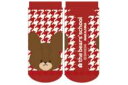 【全品 送料無料!】【くまのがっこう】レディースソックス【レッド】【赤】【千鳥格子】【くま】【ジャッキー】【がっこう】【学校】【キャラ】【絵本】【靴下】【くつ下...