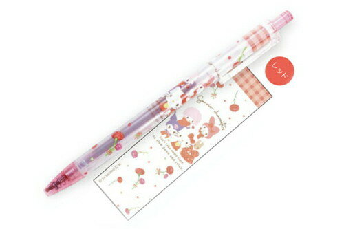 【全品　送料無料！】　サンリオキャラクターズ　ノック式ゲルペンレッド　赤　フラワー　ハローキティ　マイメロディ　クロミ　ボールペン　カラーペン　色ペン　筆記用具　文房具　雑貨　グッズ　かわいい