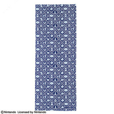 【全品　送料無料！】　日本製　スーパーマリオ　MARIO　手ぬぐい藍色キャラクターズ　マリオ　ゲーム..