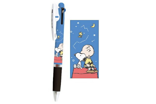 【全品　送料無料！】　日本製　スヌーピー　SNOOPY　ジェットストリーム3色ボールペン0.5mm　夜空　ピーナッツ　ウッドストック　すぬーぴー　ボールペン　筆記用具　文房具　学校　勉強　雑貨　グッズ　かわいい