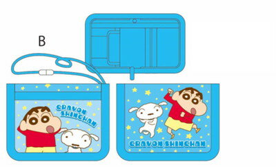 【全品　送料無料！】　クレヨンしんちゃん　ウォレットブルー　青　しんのすけ　アニメ　漫画　映画　さいふ　サイフ　財布　折りたたみ　紐付き　首掛け　子供　キッズ　雑貨　グッズ　かわいい(3.0)