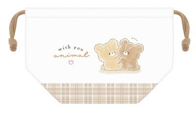 樂天商城 - 【全品　送料無料！】　オリジナル　ランチ巾着with you animal　クマ　ベア　動物　ポーチ　ケース　袋　弁当入れ　ランチバッグ　収納　遠足　アウトドア　子供　キッズ　雑貨　グッズ　かわいい