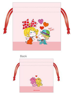 【全品　送料無料！】　ADO MIZUMORI　水森亜土　リボンフラット巾着リボン　あどちゃん　あど　イラスト　画家　ポーチ　ケース　小物入れ　袋　収納　雑貨　グッズ　かわいい