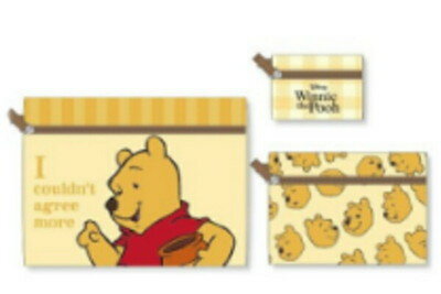 樂天商城 - 【全品　送料無料！】　ディズニーキャラクター　ファニーフェイスシリーズ　3連ポーチイエロー　黄色　くまのプーさん　映画　ケース　小物入れ　文房具入れ　収納　メイク　化粧　コスメ　3個入り　3個セット　雑貨　グッズ　かわい