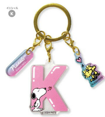 【全品　送料無料！】　スヌーピー　SNOOPY　イニシャル3連アクリルキーホルダーK　ピーナッツ　ウッド..