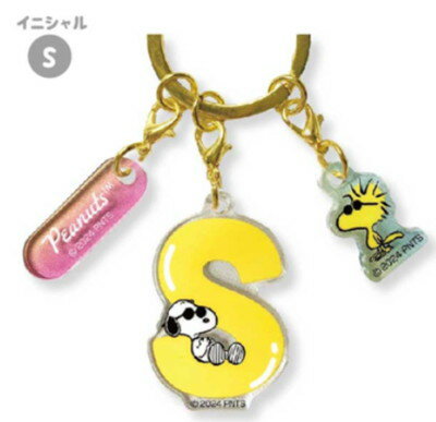 【全品　送料無料！】　スヌーピー　SNOOPY　イニシャル3連アクリルキーホルダーS　ピーナッツ　ウッド..