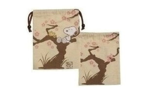 全品 送料無料! スヌーピー SNOOPY シャンタン巾着 桜の木の上 ウッドストック ピーナッツ すぬーぴー アニメ 70周年 キャラクター 巾着袋 きんちゃく ランチ巾着 お弁当 袋 小物入れ 学校 スクール 塾
