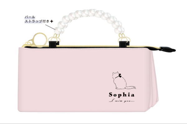 【全品　送料無料！】　 オリジナル　pearl mode　三角2ルームペンケースSOPHIA CAT　ポーチ　ケース　ペンケース　ペンポーチ　ふでばこ　筆箱　文房具　学校　勉強　雑貨　グッズ