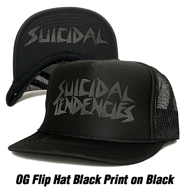 【あす楽】【正規品】スイサイダルテンデンシーズ フリップ メッシュ キャップ ブラックプリントオンブラック SUICIDAL TENDENCIES OG Flip Up Mesh Hat Black Print on Black スナップバック 黒 Black 野球帽 帽子 キャップ CAP【ポイント】