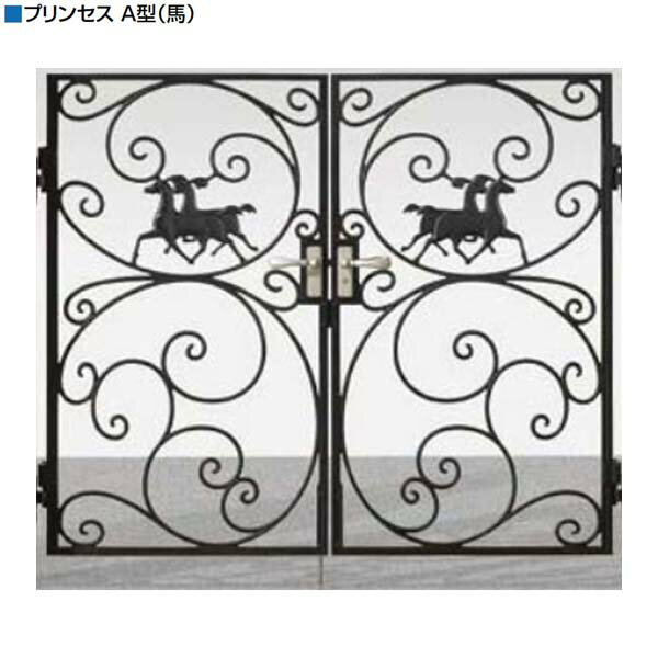 【門扉】ディズニー 門扉 プリンセスA型(馬) 08-10 両開き 角門柱タイプアルミ鋳物門扉に可愛いキャラ..
