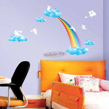 ウォールステッカー虹 にじ 雲 妖精 天使インテリアシール 壁シール 壁紙シール 虹 wall sticker 北欧