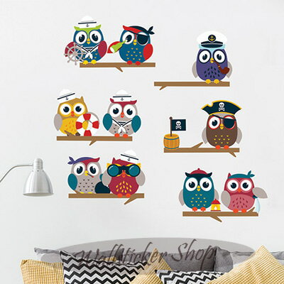 ウォールステッカー 海賊 フクロウ 北欧 子供部屋 リビング インテリアシール 壁シール 壁紙シール wall sticker 北欧