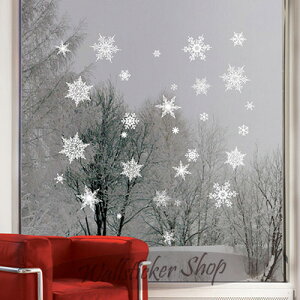 ウォールステッカー クリスマス 雪の結晶 雪の華 ホワイト クリスマスツリー サンタ 雪 x-mas xmas christmas シール 壁紙 インテリア 部屋 02P05Nov16