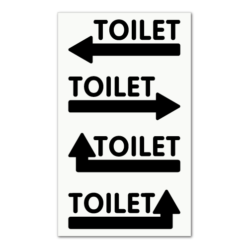 ウォールステッカー 切り文字 トイレ矢印 シール TOILET 案内 サイン 標識 矢印付き トイレ標識 マーク 表示 4ピース