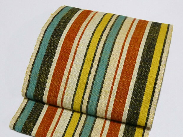 ＜大特価＞西陣織 都謹製 西陣帯 縞柄 手織 正絹 全通 西陣手織協会 紬八寸名古屋帯 紬八寸なごや帯 かがり帯【お仕立代無料＆送料無料＆代引料無料】女性用 レディース 紬袋名古屋帯 紬袋なごや帯 八寸帯 和服 和装 385 みやこ