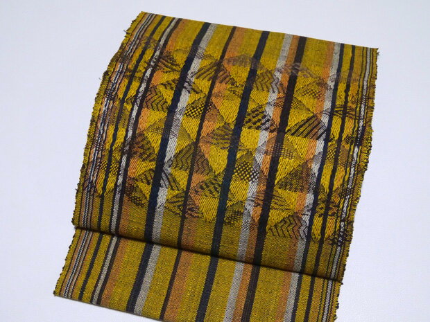 ＜値下げしました＞＜西陣手織協会手織＞西陣織 都謹製 紬八寸名古屋帯 透かし鱗文 全通 正絹【お仕立..