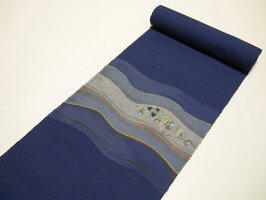 西陣織名門!都(みやこ)謹製西陣帯正絹濃紺碧色手織手おり櫛織紬八寸名古屋帯紬八寸なごや帯かがり帯【お仕立代無料&送料無料&代引料無料】心模様女性用レディース紬袋名古屋帯紬袋なごや帯八寸帯385和装和服