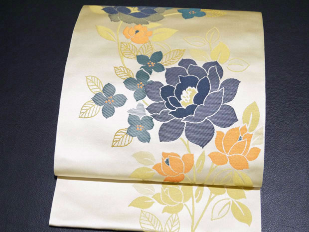 本場筑前 博多織 協和織工場謹製 正絹 紋八寸名古屋帯【お仕立代無料＆送料無料＆代引料無料】フラワー 花柄 博多帯 紋八寸なごや帯 袋名古屋帯 袋なごや帯 八寸帯 かがり帯 金証紙 金ラベル 金印 女性用 和装 和服 普段着用 小紋用 日本製