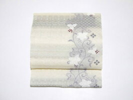 <超軽量帯><単衣帯&冬帯><3シーズン対応>西陣織弥栄織物謹製正絹グレー系九寸名古屋帯【お仕立代無料&送料無料&代引料無料】西陣帯九寸なごや帯女性用和装和服呉服着物きもの付下げ用色無地用小紋用日本製※実質的には4シーズン活用可能。