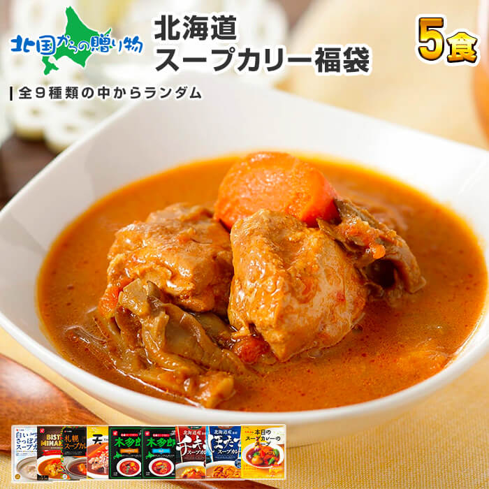 ランダム5食 北海道 スープカレー レトルト 食品 福袋 お楽しみ食べ比べセット カレー セット/レトルトカレー gift カレーセット 詰め合わせ スープカレー セット お取り寄せ 送料無料 お歳暮 ギフト グルメ福袋 2022 soup curry set 食べ物 御歳暮 ギフト プレゼント 常温