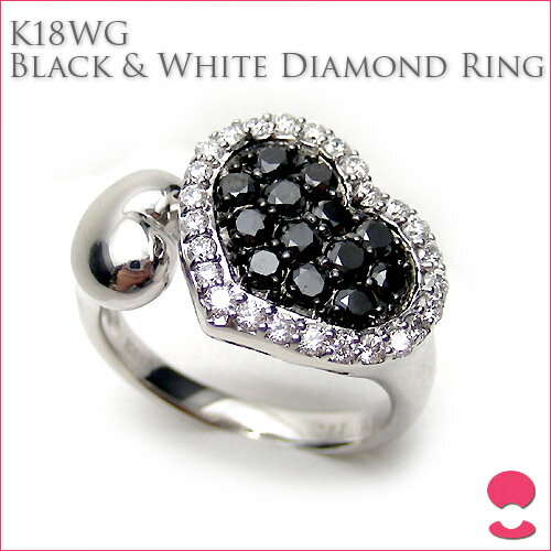 K18ホワイトゴールド　ブラック＆ホワイト ダイヤモンドリング