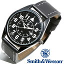 スミス＆ウェッソン Smith Wesson 正規品 ミリタリーウォッチ 腕時計 メンズ CIVILIAN WATCH BLACK SWW-6063 デイトカレンダー 日付 レザーベルト 雑誌掲載ブランド 男性用 時計 ブラック 黒 送料無料 あす楽