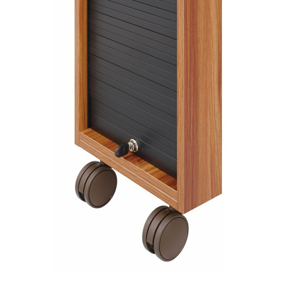 【西村製作所】木製ワゴン ワームスシリーズ ワームスシャッター付きワゴンC-345〈黒木目〉 [3]