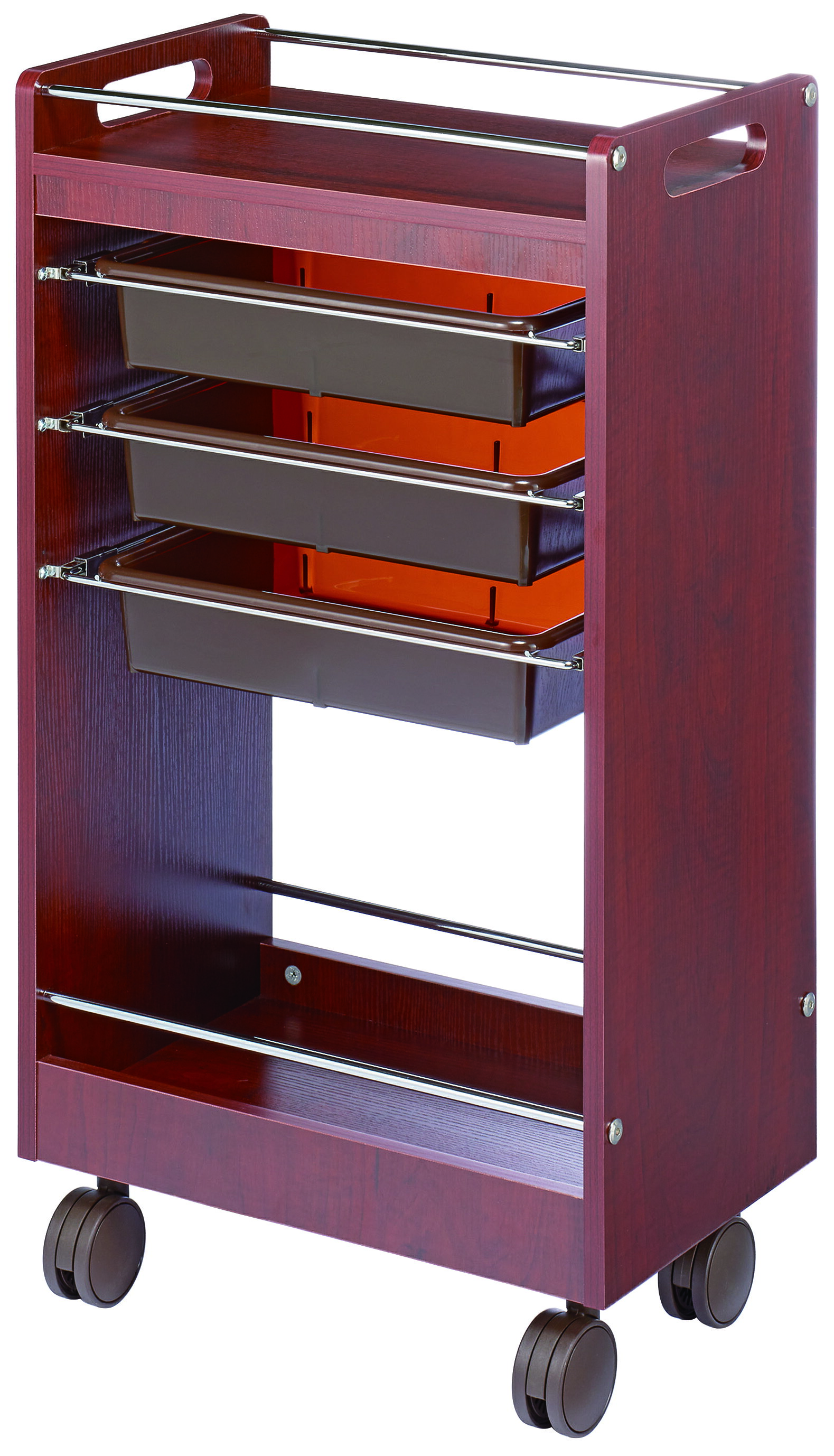 楽天市場】キャスター付き ワゴン 美容室（カラーワインレッド）の通販