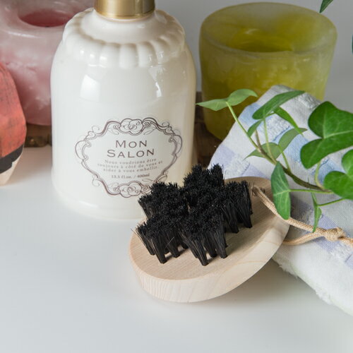 浅草アートブラシ 黒馬毛のスカルプブラシ さくら