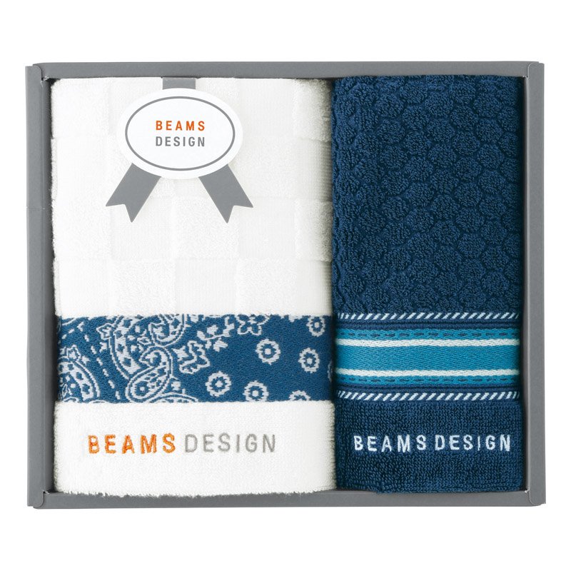 樂天商城 - BEAMS DESIGN チェッカーバンダナ フェイスタオル&タオルハンカチ ネイビーブルー【のし・包装無料】【代引不可】