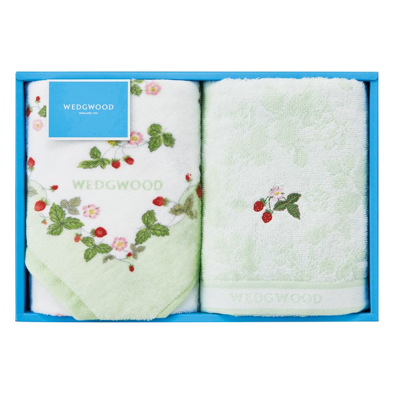 ウェッジウッド ワイルドストロベリー フェイスタオル2P グリーン【のし・包装無料】【代引不可】