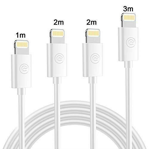 ライトニングケーブル iPhone 充電ケーブル ライトニングusbケーブル Cablex 【4本セット 1M+2M+2M+3M】 急速充電 USBデータ転送対応 高耐久素材 iPhone X iPhone 8 iPhone/iPad / iPod各種対応 (白) 4セット