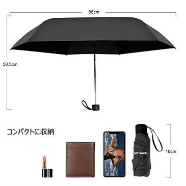 超軽量(183g) 折りたたみ傘 Toplus 折り畳み日傘 UVカット率 99パーセント遮熱 晴雨兼用 ブラック