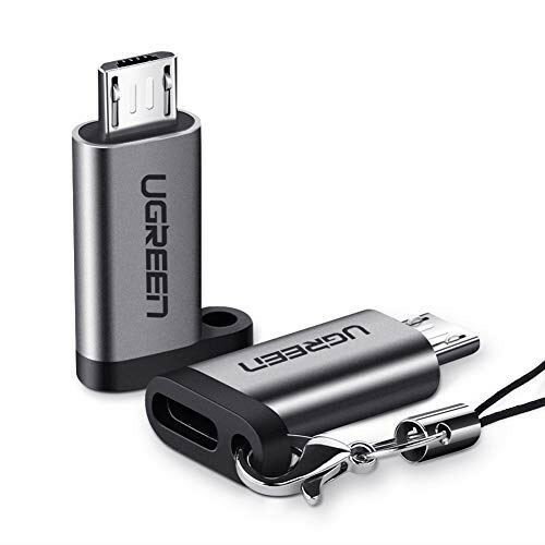 Micro USB 変換アダプタ マイクロ USB to Type C コネクタ オスーメス 高速充電 データ同期 Samsung S7/S7 Edge Huawei P smart/P10 Lite等に対応 ストラップ付き 2個入り