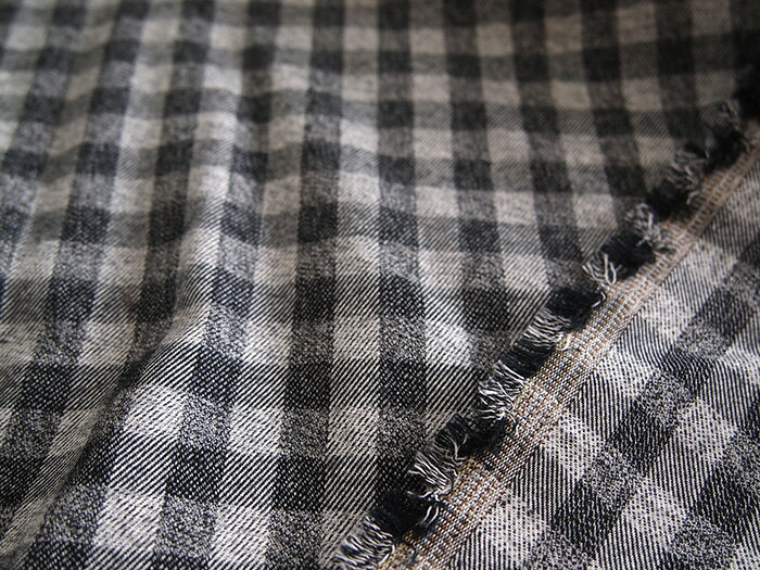 Cotton （Patterned Cloth） - 【生地・布地】コットン100％　チェック　杢グレー