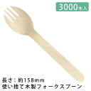 アサヒグリーン 使い捨て 木製 フォークスプーン 約158mm 3000本セット 【 先割れスプーン 先割れ エコ 木製 アウトドア つかいすて 食器 テイクア...