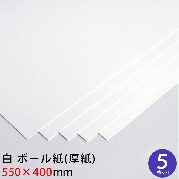 白 ボール紙 (厚紙) 550×400mm 5枚セット 約0.35mm厚 1