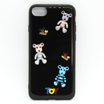 クマさんモチーフ〈iPhone7/8〉可愛い かわいい おしゃれ おもしろ スマホ ケース カバー アイフォン ギフト プレゼント 誕生日 メンズ レディース バーゲン iPhone おすすめ 女子 くま クマ ベア シック ブラック 黒 キャラクター