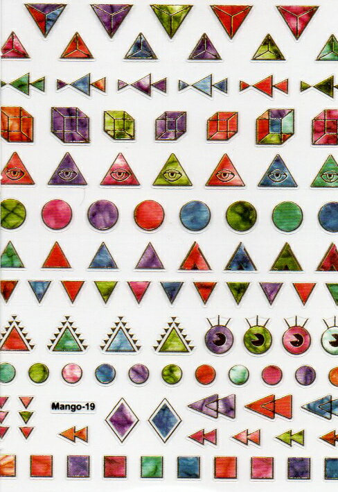 MANGO ネイル ステッカー シール MNG19 トライアングル キューブ ドット ラウンド